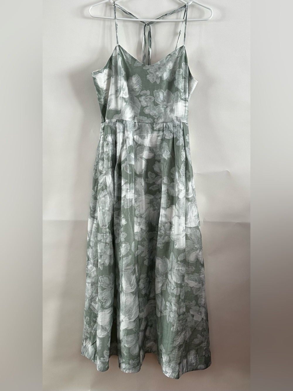 Calypso St. Barth Sage Green and White Floral Midi Dress